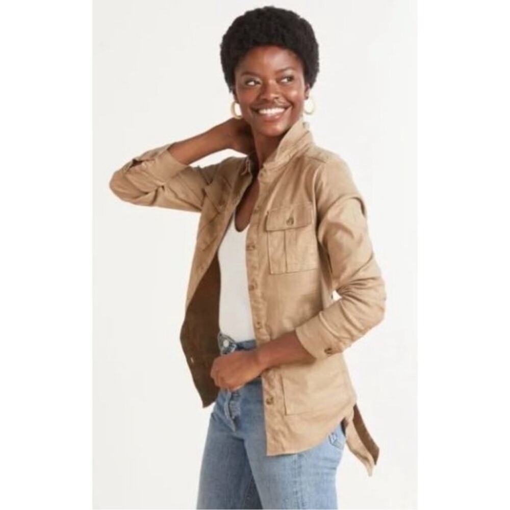 Evereve Level 99 Emme Belted Utility Jacket Tan Sandcastle Linen SZXS NWT $158
